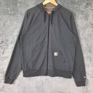 Carhartt Force Hoodie Mens Medium Gray Relaxed Fit Delmont Full Zip Sweatshirt